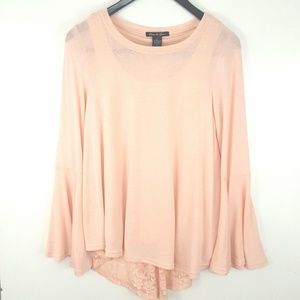 Olivia & Grace Long Bell Sleeve Tunic Pink Small